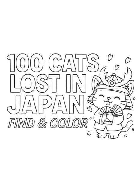 100 Cats Lost in Japan Find & Color