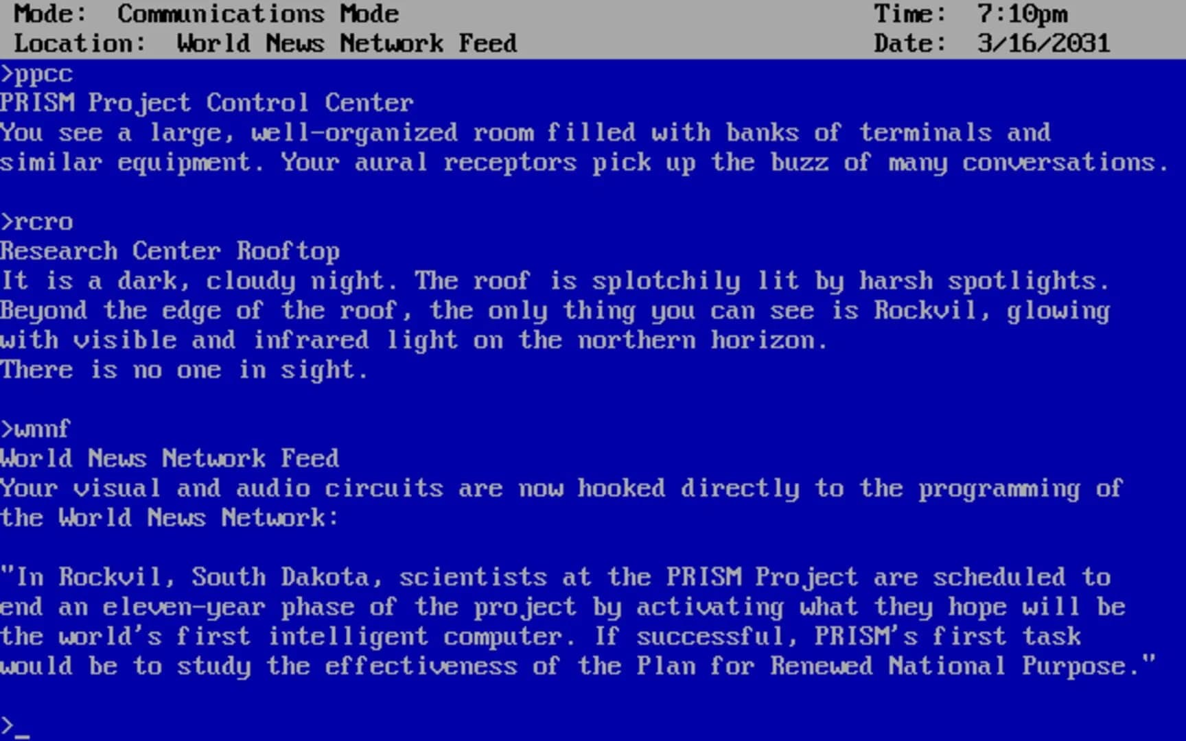 A Mind Forever Voyaging screenshot 1