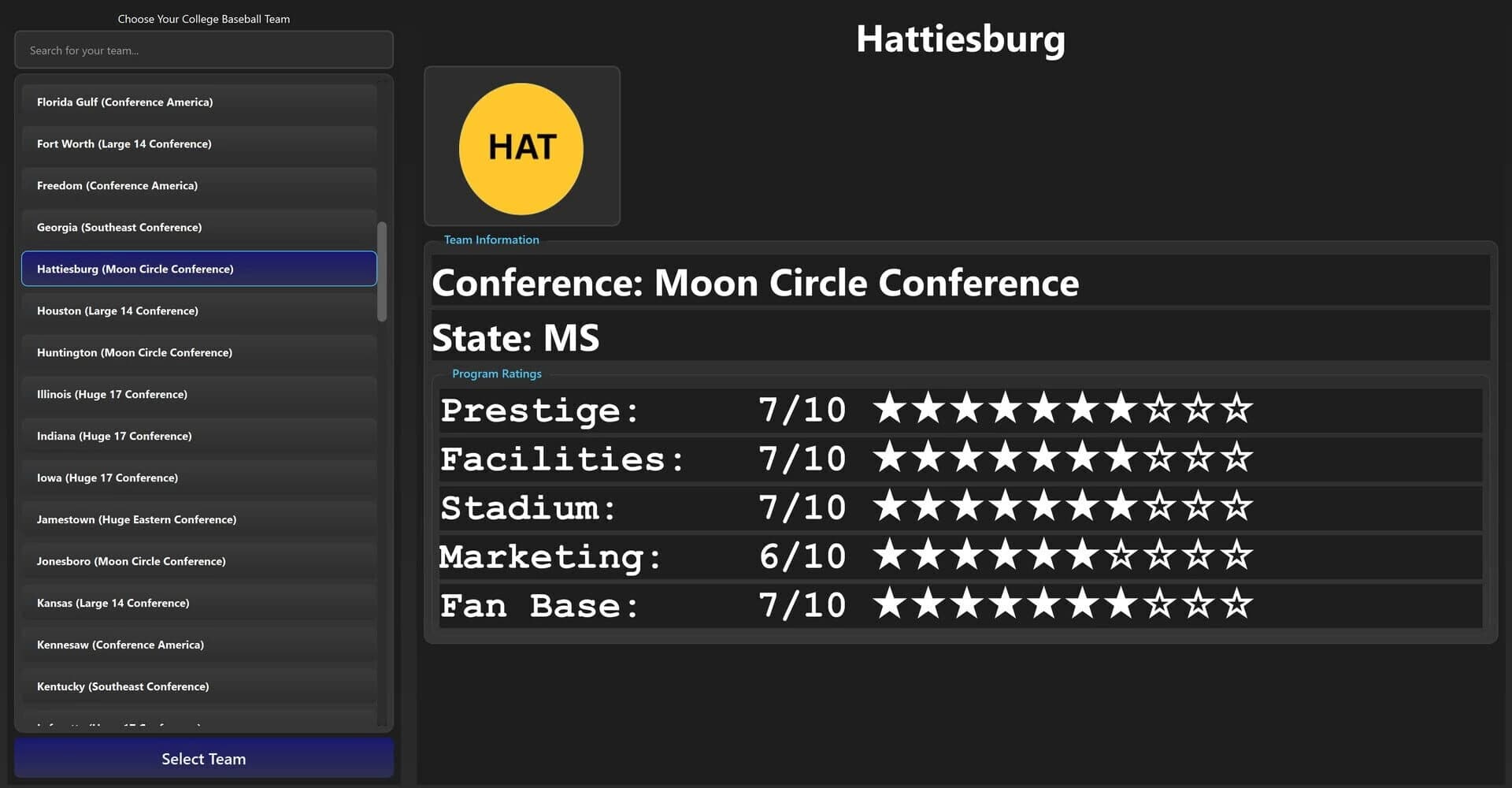 College Baseball: Dynasty Builder screenshot 2