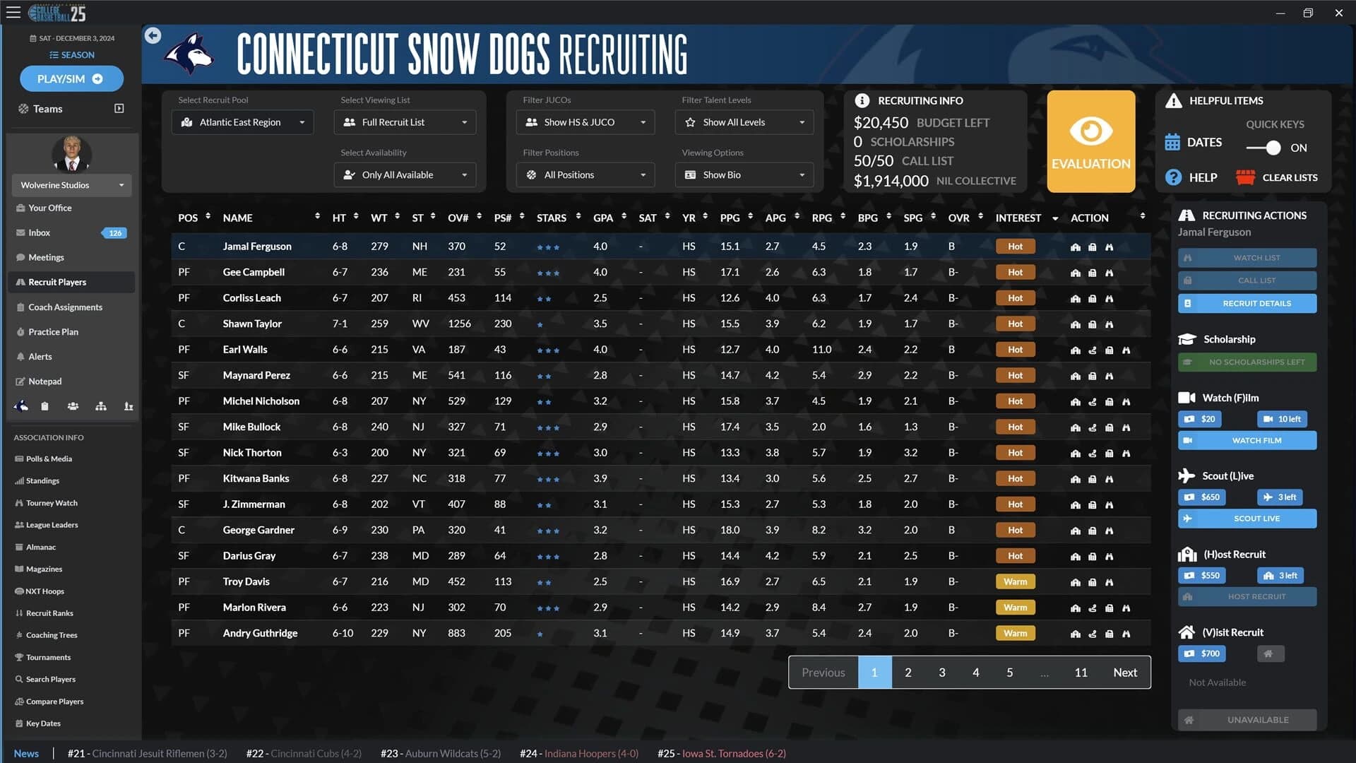 Draft Day Sports: College Basketball 2025 screenshot 4
