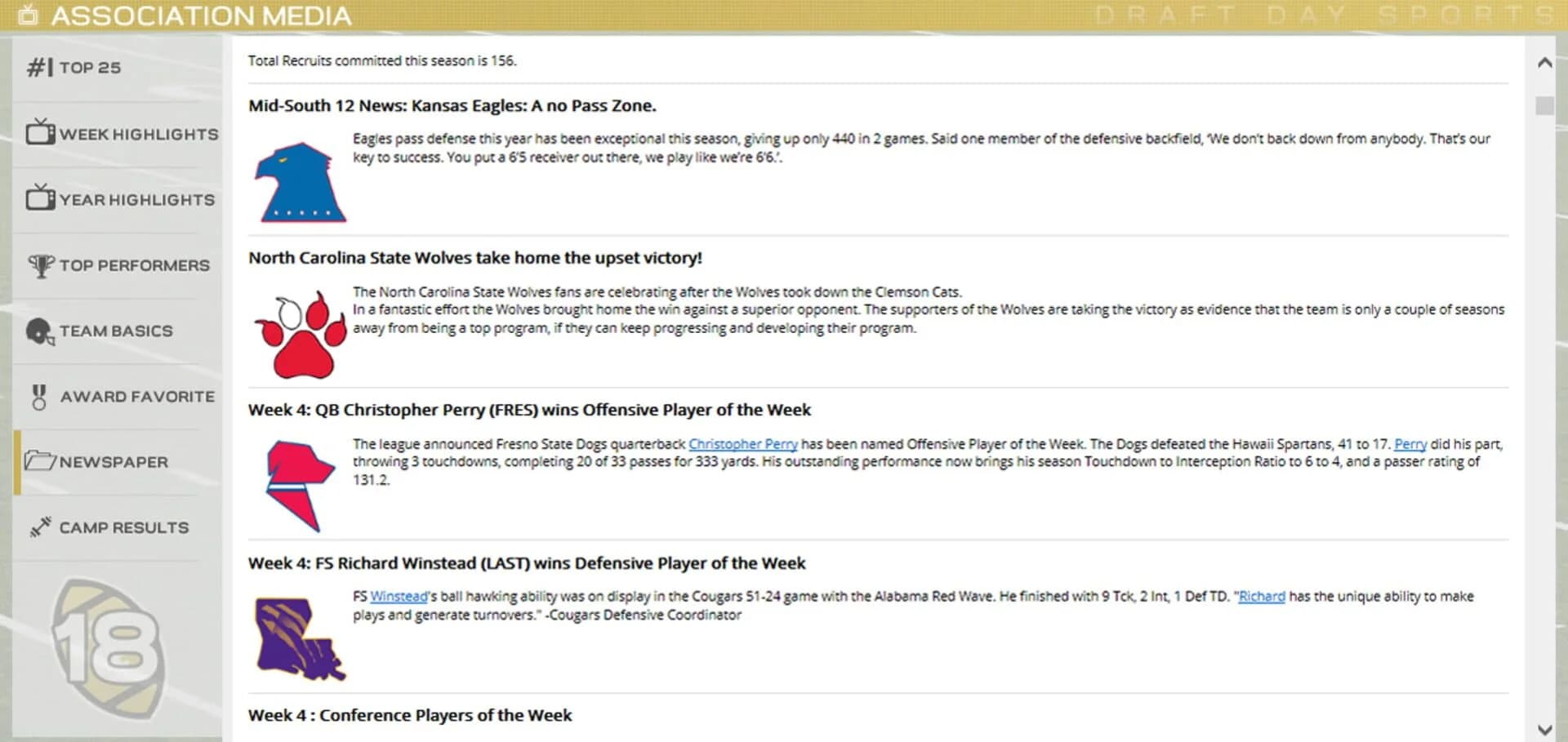 Draft Day Sports: College Football 2018 screenshot 1