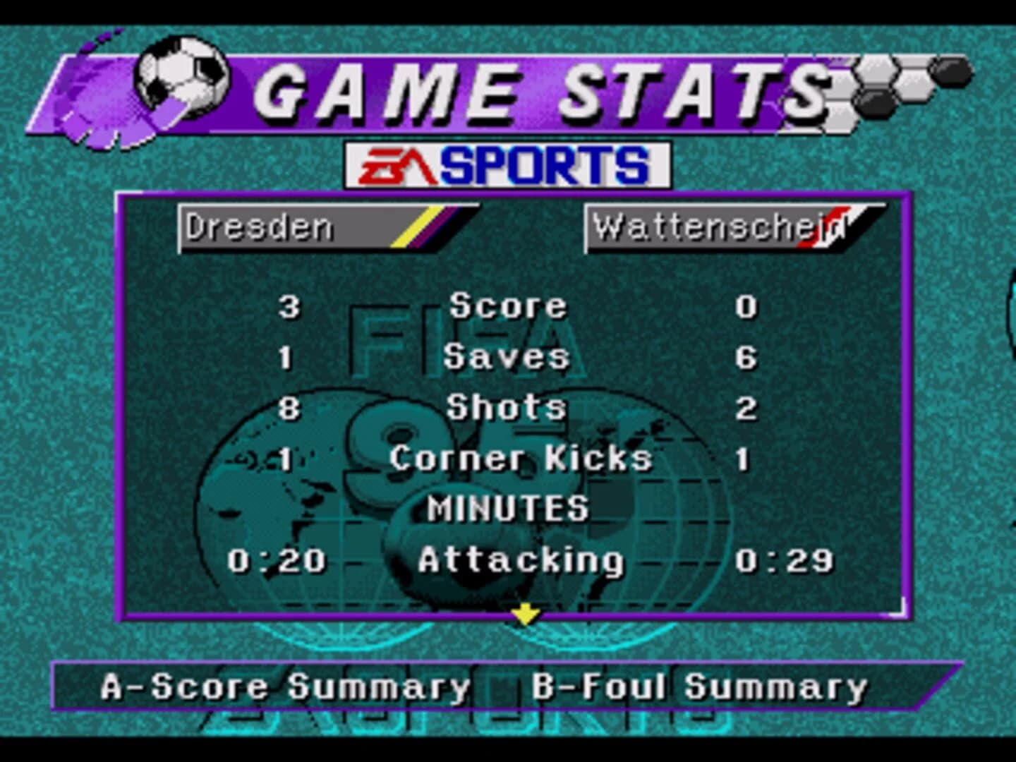 FIFA Soccer 95 screenshot 1
