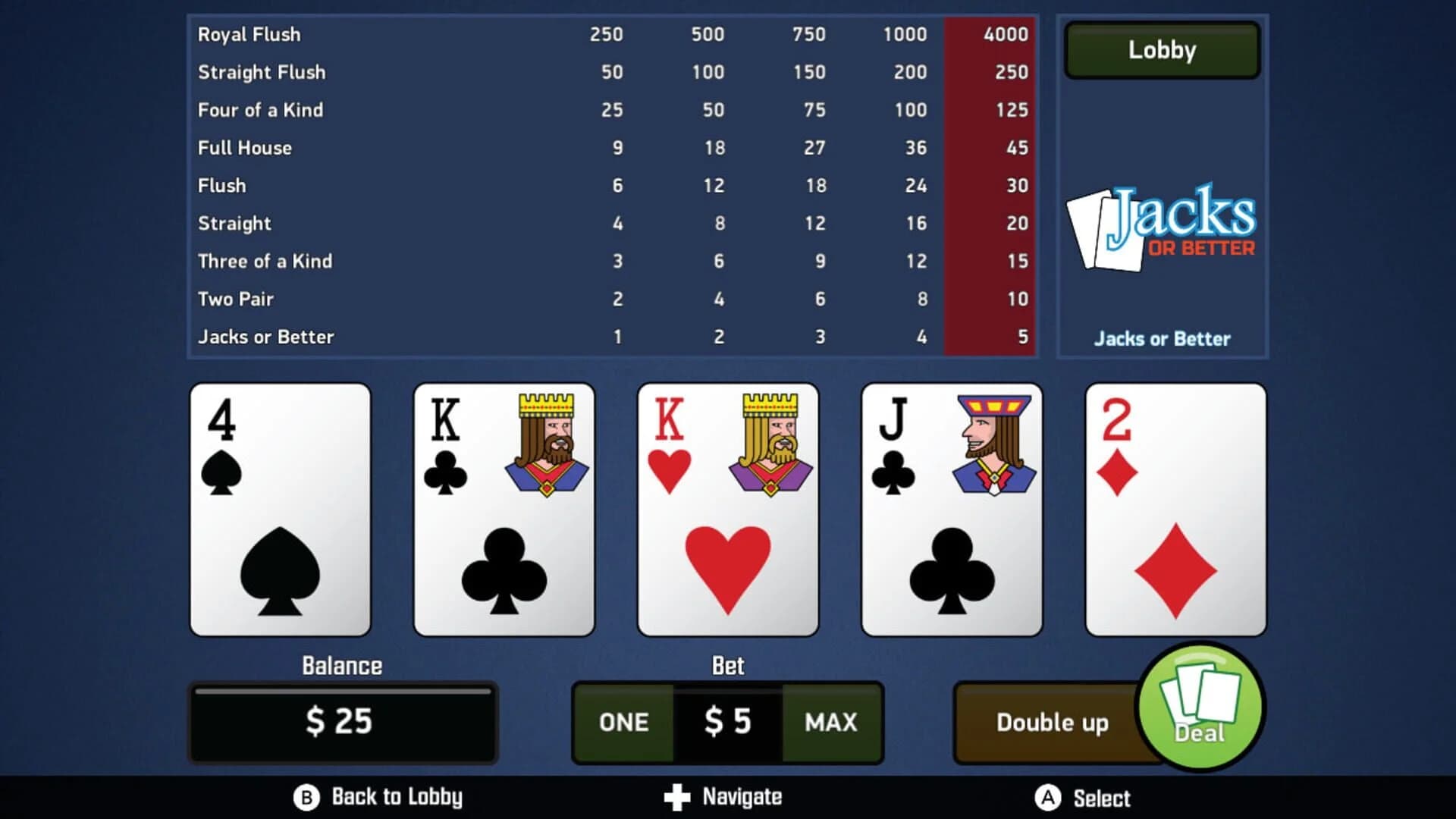 Jacks or Better: Video Poker screenshot 1