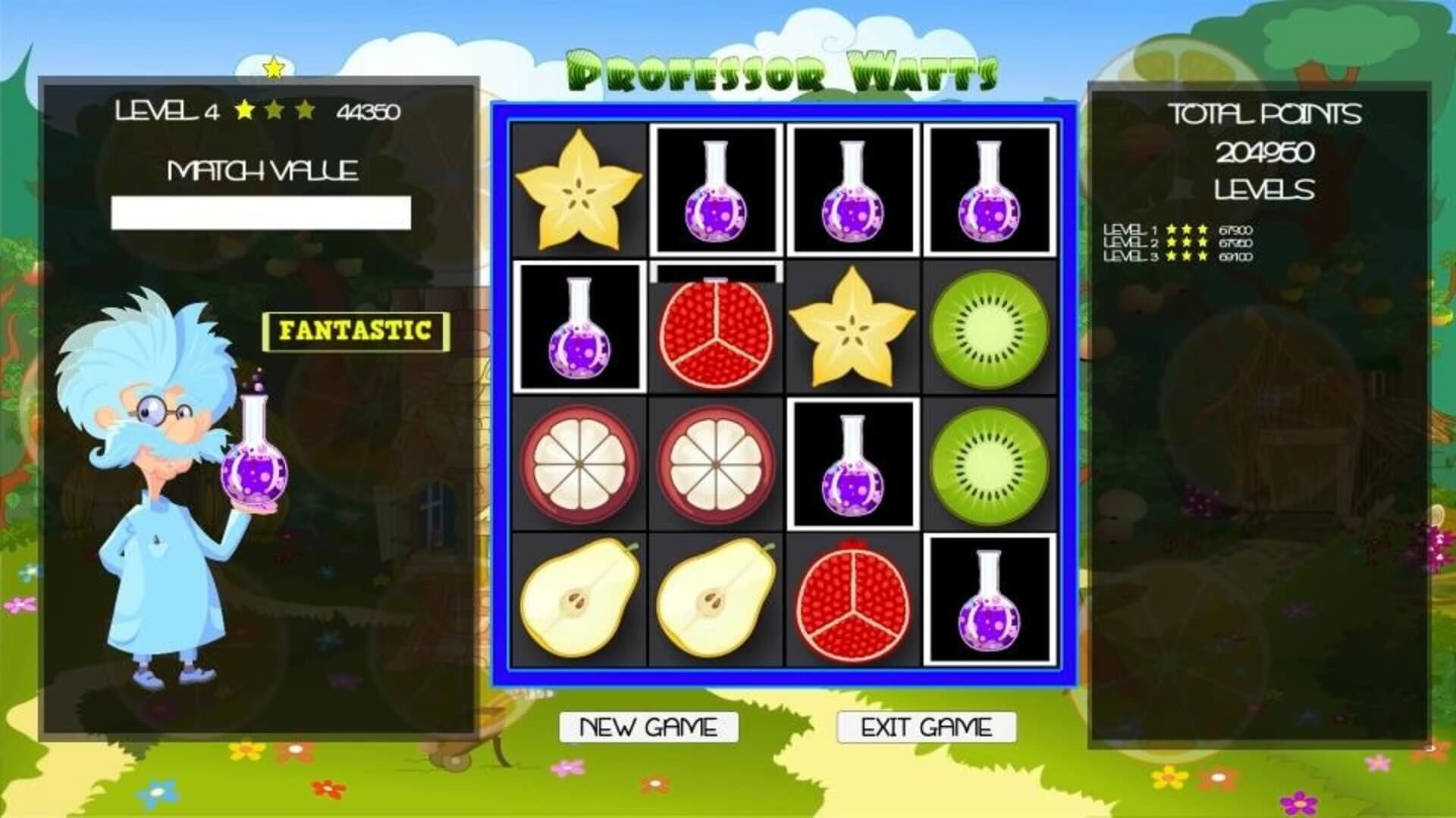 Professor Watts Memory Match: Fresh Fruit screenshot 1