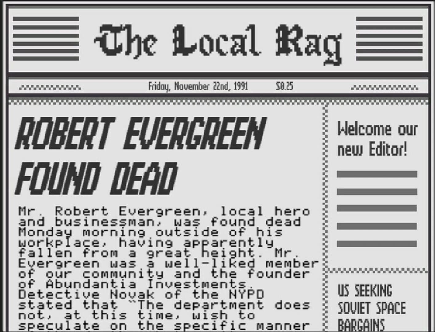 Report on the Death of Robert Evergreen screenshot 1