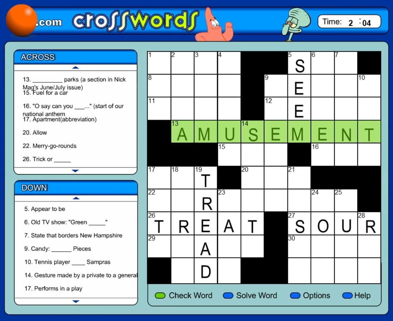 SpongeBob's Crossword screenshot 1